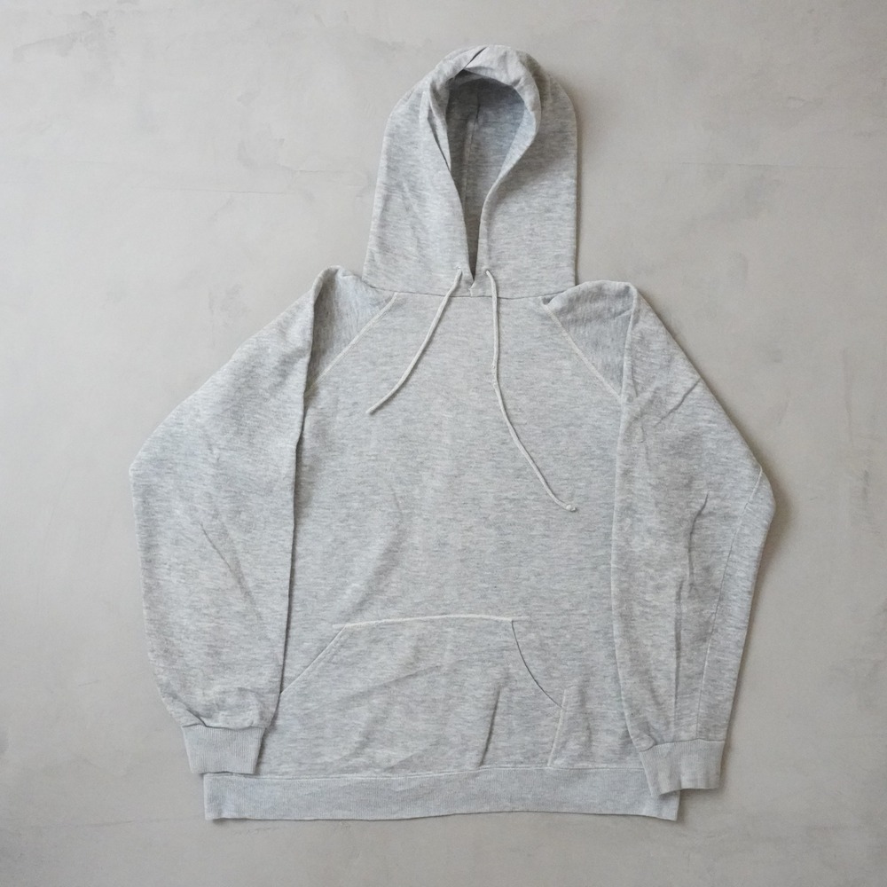 Vintage Blank Raglan Hoodie Large Mens 70s Heather Gray Pullover Sweatshirt